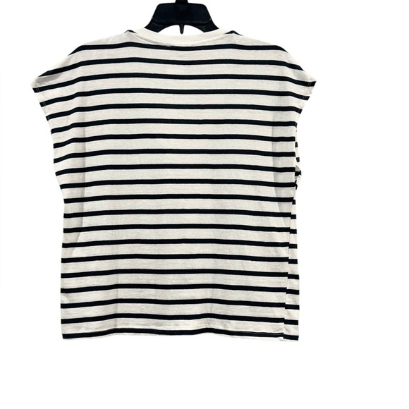 Women’s Zara Cotton Navy & White Stripe  Short Sleeve T-Shirt: M - Picture 2 of 7